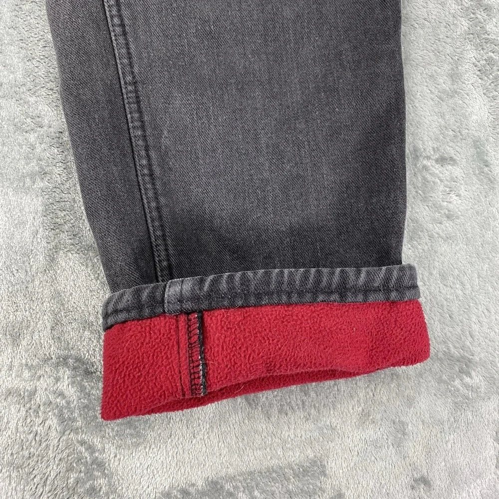 Vtg Lands End Jeans Mens 36 (fit 35x32) Black Fleece Lined Straight Denim *READ*